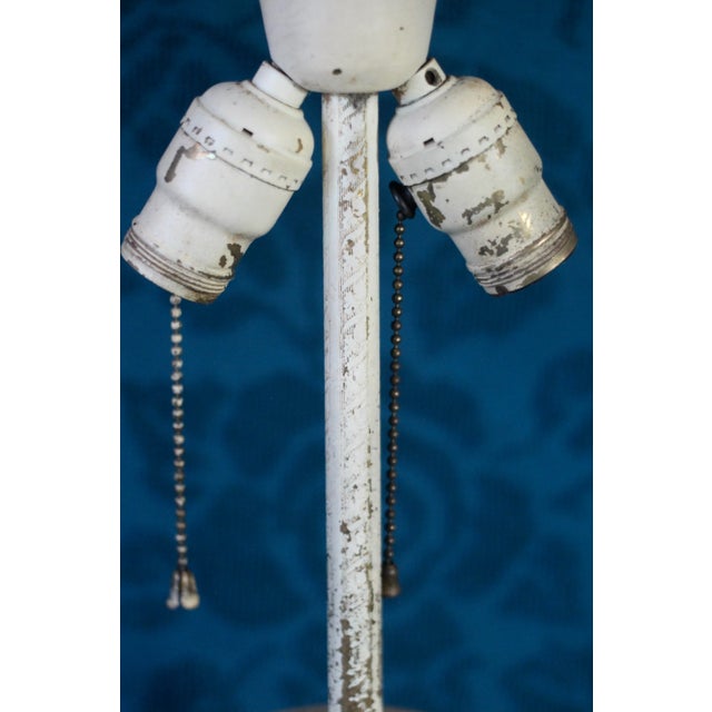 White Antique Majolica Table Lamp With Birds For Sale - Image 8 of 9