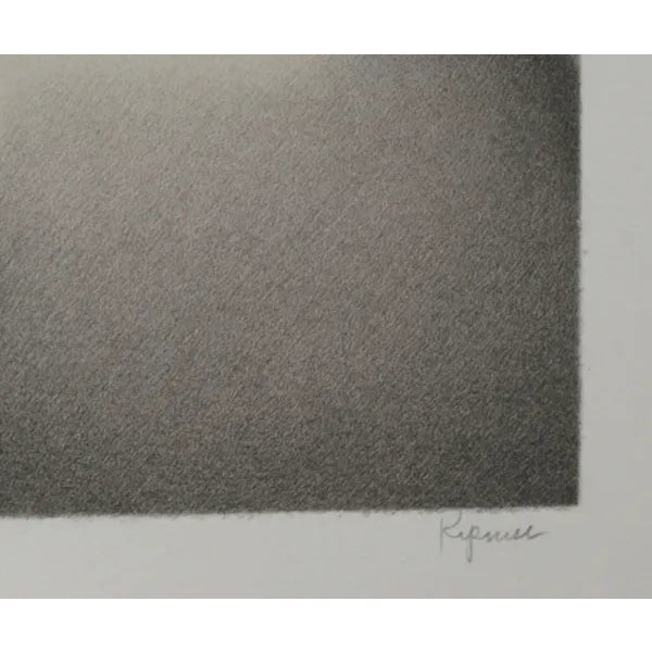 This lithograph, "Interior with Cup and Kettle," was created in 1986 by the American artist, Robert Kipniss. It is signed...