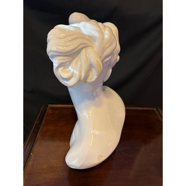 VIETRI One-of-a-Kind Vietri Italian White Ceramic Lady Bust Sculpture For Sale - Image 4 of 5