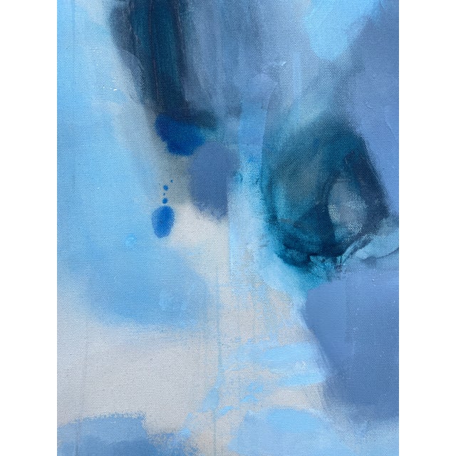 "Echoes Along the Waterline" Large Contemporary Blue Abstract Painting in Cerulean, Slate and Navy by Stacey Warnix For Sale In Austin - Image 6 of 10