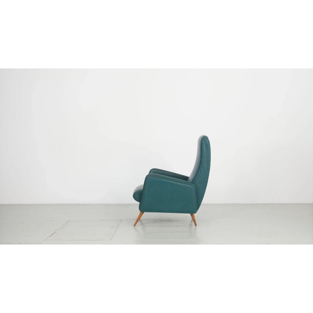 Set of Dark Green Leatherette Armchairs, 1950s For Sale - Image 6 of 18
