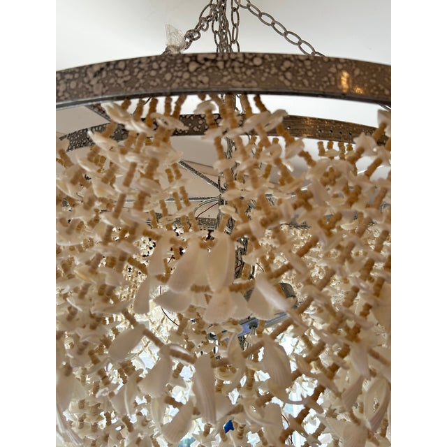 White Made Goods Cascading Shell Chandelier For Sale - Image 8 of 11