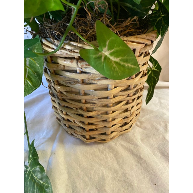 Vintage Basket Planter With Faux Plant For Sale - Image 4 of 5