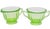 Stunning set of two antique handblown glass sugar and matching creamer bowl, constructed in playful sleek silhouettes with...