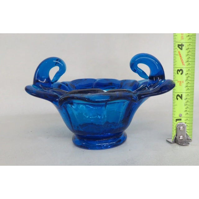 Blue Italian Blown Glass Cobalt Blue Flower Candy Dish Bowl For Sale - Image 8 of 13