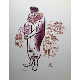 William Gropper, Jewish Shtetl Peddlar Americana Judaica Lithograph WPA Yiddish Social Realist For Sale