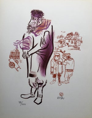 William Gropper, Jewish Shtetl Peddlar Americana Judaica Lithograph WPA Yiddish Social Realist