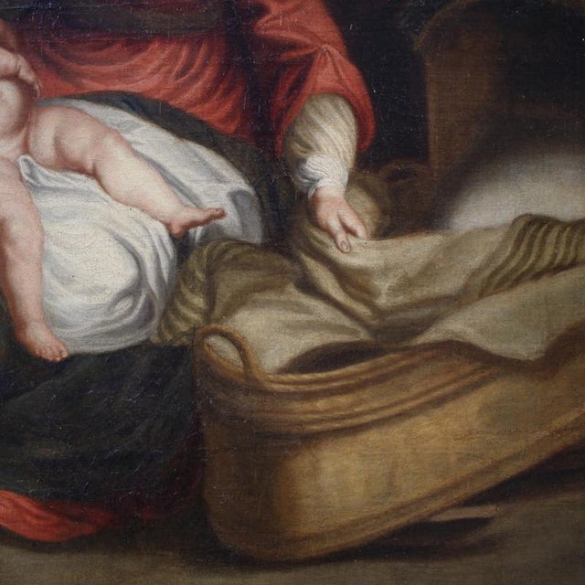 Flemish Artist, Holy Family, 1770, Oil on Canvas For Sale - Image 8 of 13