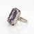 Metal Early 20th Century Vintage Art Deco Amethyst Ring Enamel Cocktail 14k Gold Filigree Jewelry Size 7 For Sale - Image 7 of 7