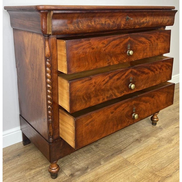Antique French Burr Walnut Chest of Drawers with Four Drawers For Sale - Image 13 of 15