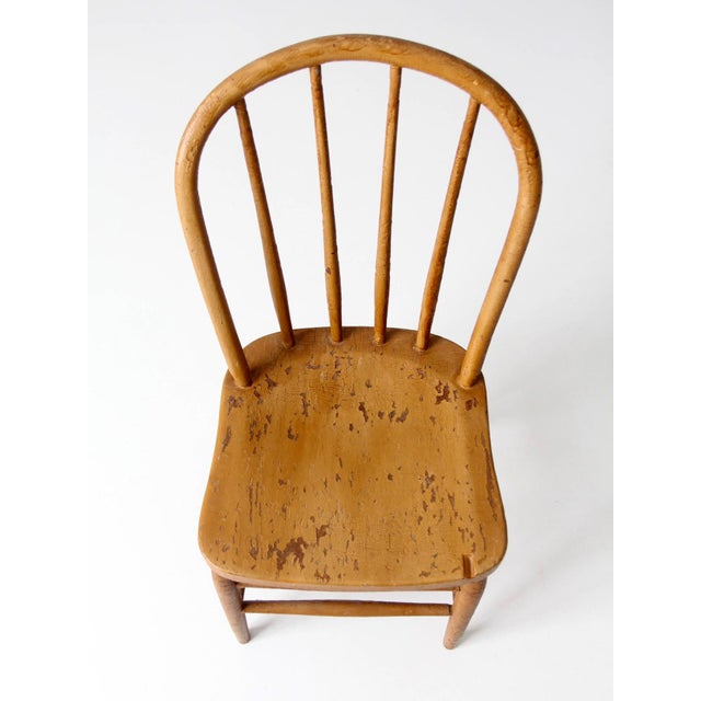 Wood Antique Painted Windsor Bow Back Farmhouse Chair For Sale - Image 7 of 16