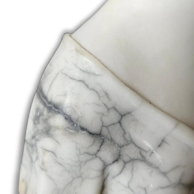 White Antique Italian Polychrome Carved Alabaster Portrait Bust of a Lady For Sale - Image 8 of 15