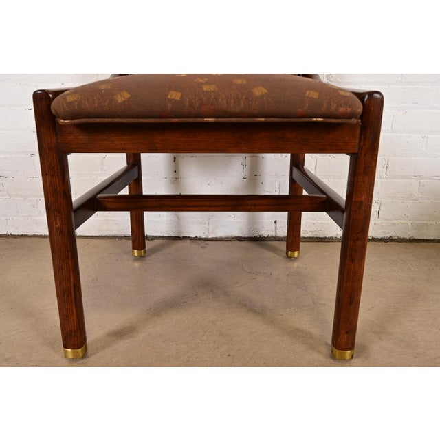 Brown Henredon Mid-Century Modern Sculpted Oak High Back Dining Chairs, Set of Six For Sale - Image 8 of 13
