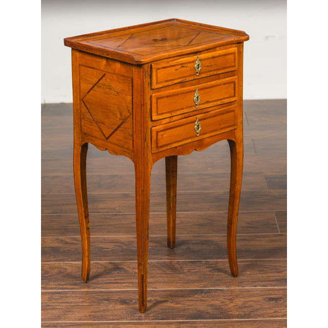 Wood French Louis-Philippe Period 1840s Walnut Bedside Table with Geometric Banding For Sale - Image 7 of 12