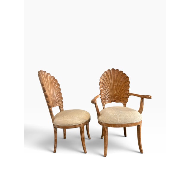 Hollywood Regency Vintage Italian Hollywood Regency Venetian Grotto Style Shell Back Dining Chairs - Set of 8 For Sale - Image 3 of 16