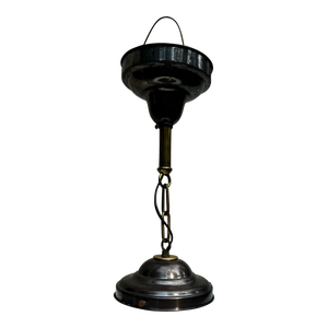 Vintage School House Shade With Vintage Brass Hanging Fixture