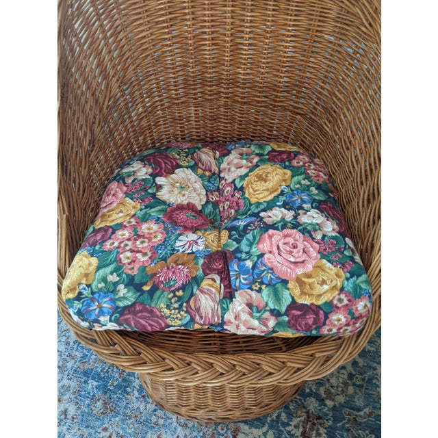 Mid-Century Modern Vintage Coastal Braided Rattan Chair For Sale - Image 3 of 12