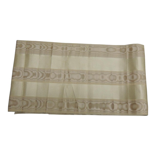 Vintage Beige Tone-On-One Moiré Pattern Obi Sash/Trim For Sale