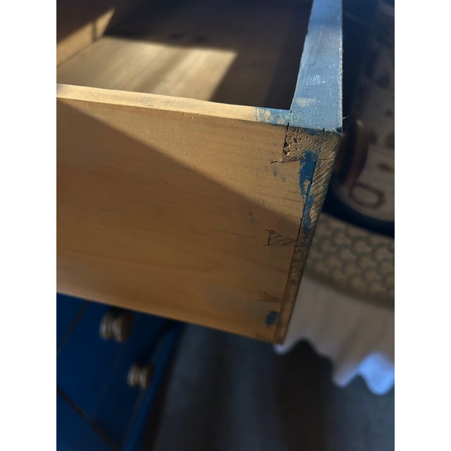 Antique Blue Painted Pine Chest of Drawers For Sale - Image 10 of 11