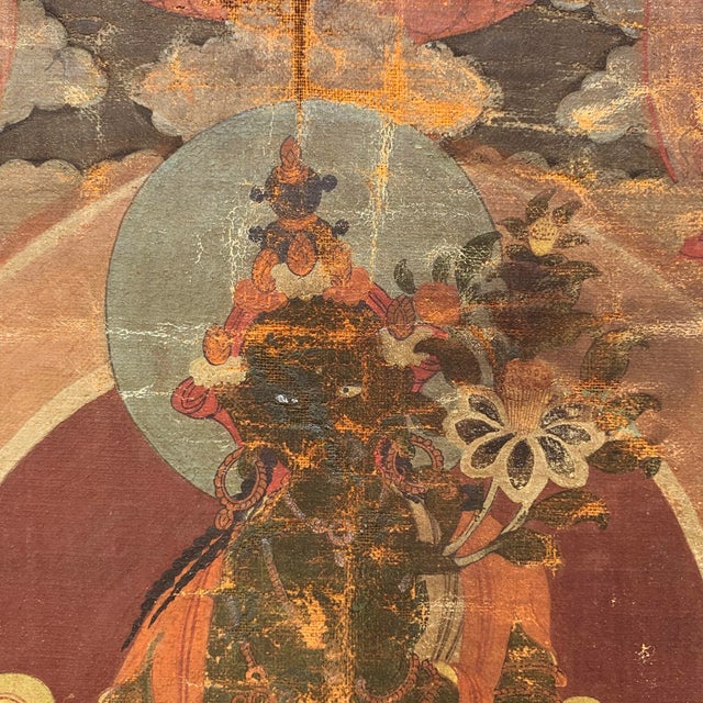 Folk Art 18th Century Tibetan Thangka Painting For Sale - Image 3 of 8