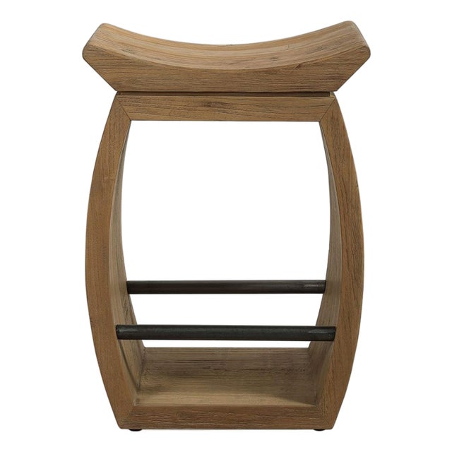 Scooped Seat Elm Counter Stool For Sale