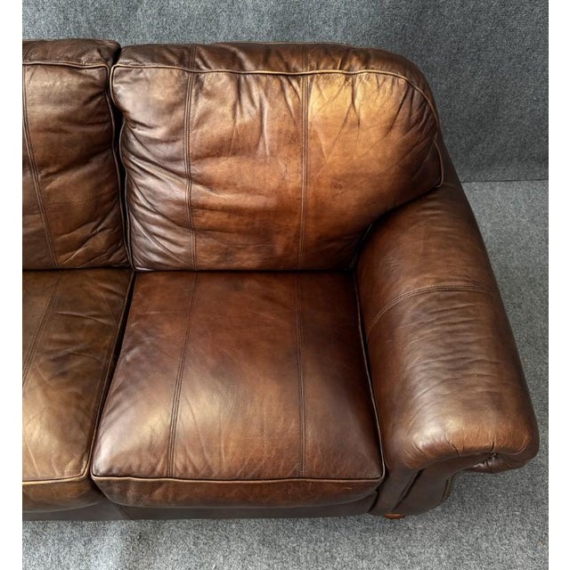 Thomasville Traditional Brown Leather Loveseat For Sale In Raleigh - Image 6 of 12