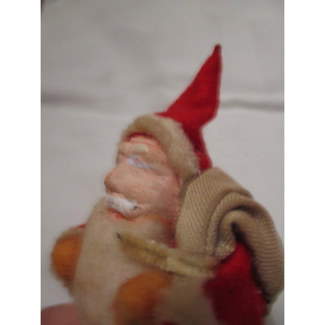 Sculpture Materials Antique Christmas 5" Santa Clay Face Composition & Cloth Body Japa For Sale - Image 7 of 8