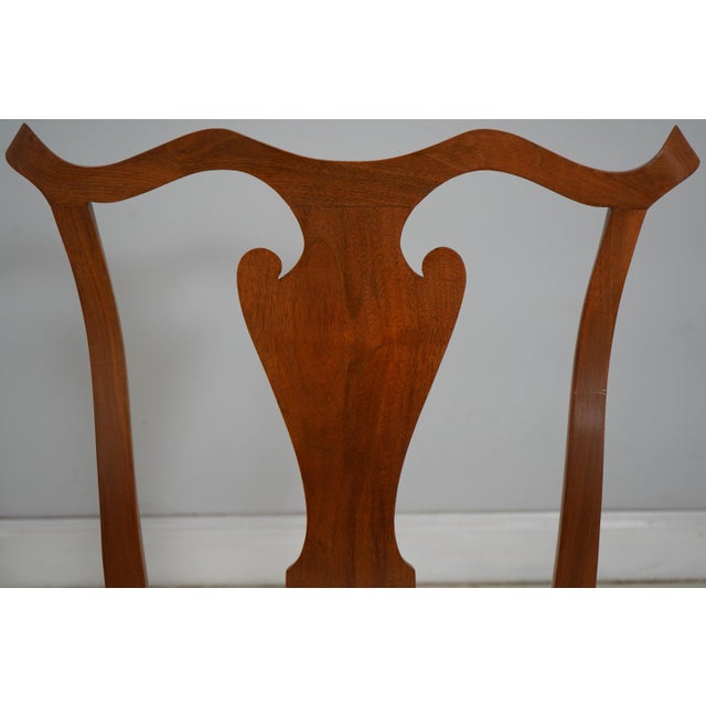 1960s Set of 6 Bench Made Walnut Chippendale Dining Chairs For Sale - Image 5 of 18