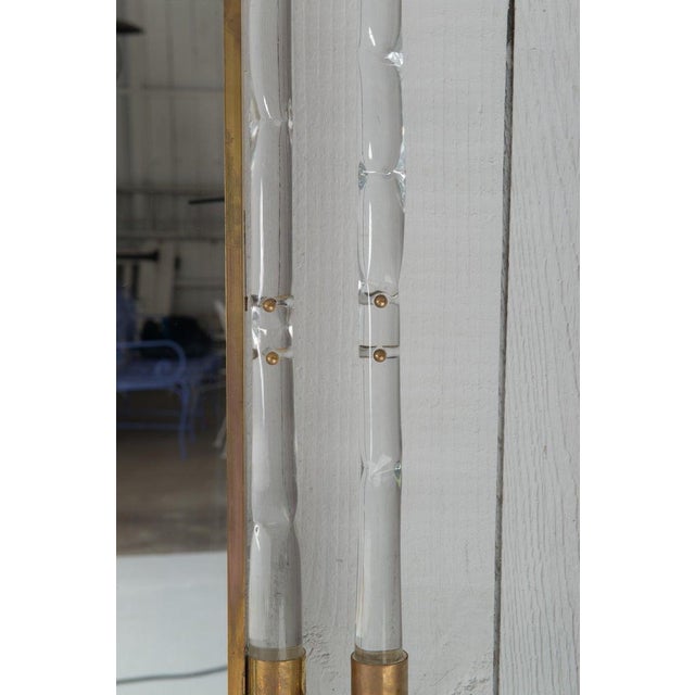 1970s French Lucite and Brass Faux Bamboo Wall Mirror For Sale - Image 9 of 13