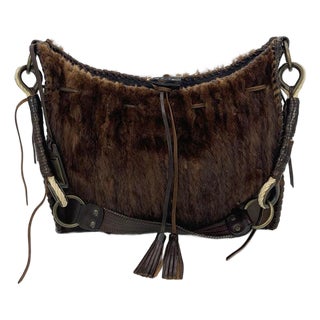 Mid 20th Century Dolce and Gabbana Brown Mink Fur Shoulder Bag For Sale