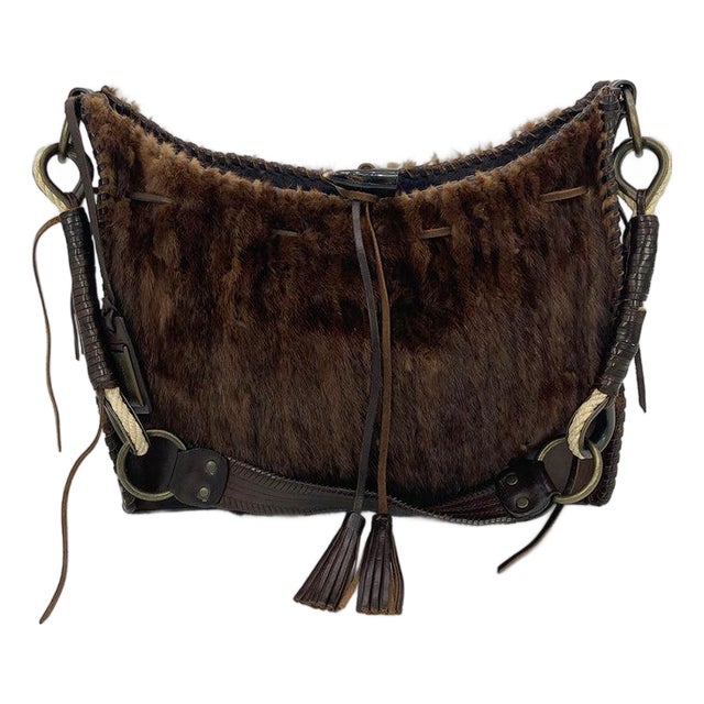 Mid 20th Century Dolce and Gabbana Brown Mink Fur Shoulder Bag For Sale