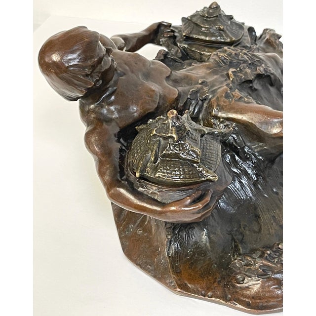 Art Nouveau Bronze Poseidon Inkwell, Attributed to Hans Müller For Sale - Image 10 of 12
