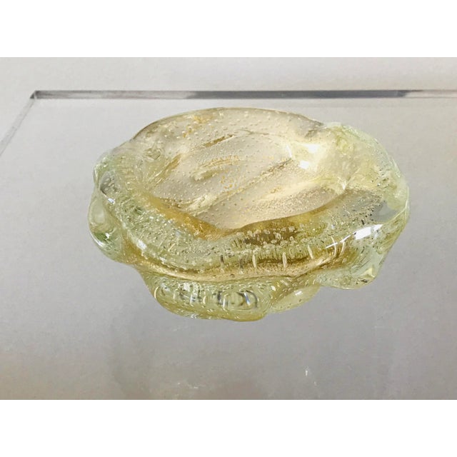 Barovier & Toso 1960s Barovier Toso Attributed Gold Aventurine Bullicante Glass Ashtray For Sale - Image 4 of 12