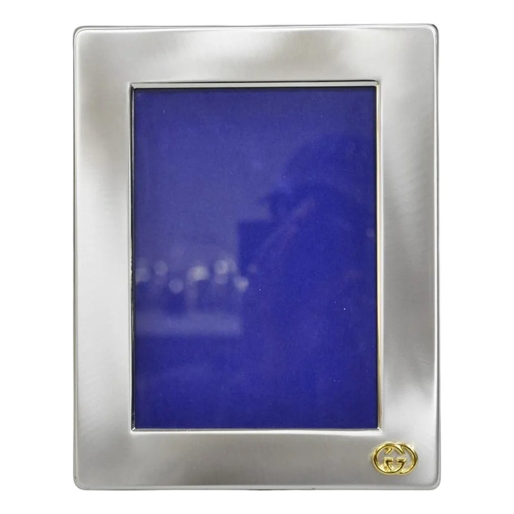 Vintage Gucci Italy Brushed Silver Gold Double G Monogram Photo