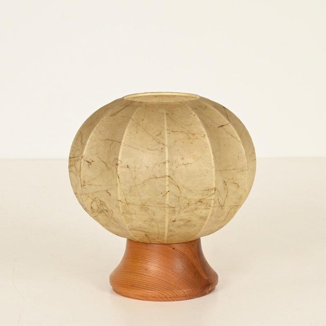 Mid-Century Cocoon Table Lamp with Wood Base by Achille Castiglioni for Flos, Italy, 1960s For Sale - Image 11 of 15