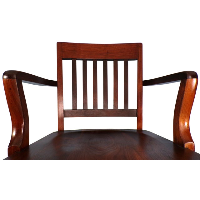 Wood Early 20th Century Gunlocke Restored "Bank of England" Banker’s Armchair For Sale - Image 7 of 18