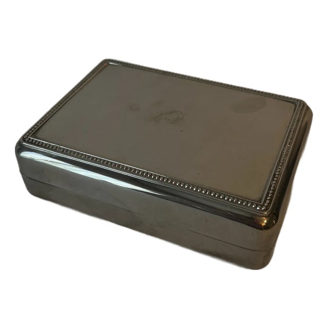 1980s Silver Plate French Box With Wood Interior For Sale