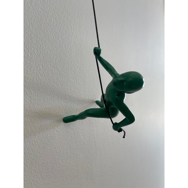 2020s Green Position 1 Climbing Man 3d Hanging Wall Art Sculpture For Sale - Image 5 of 8