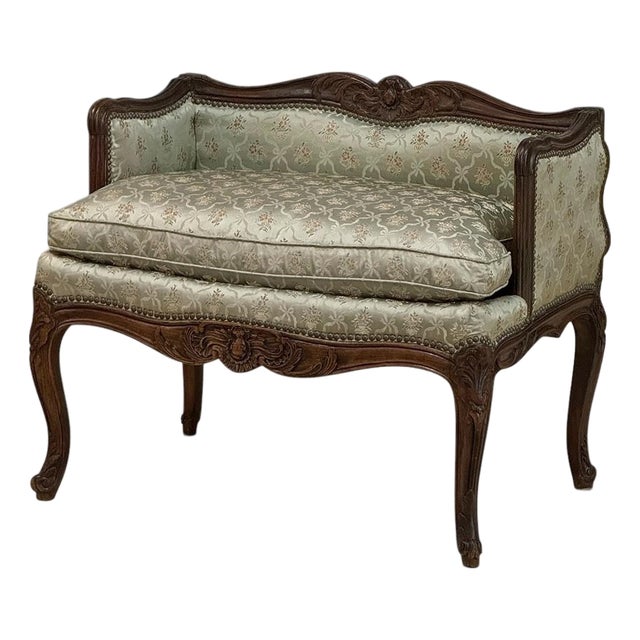 19th Century French Louis XV Walnut Vanity Armchair For Sale