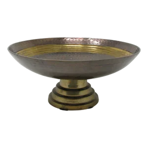Vintage 1960s Rosenthal-Netter Hammered Brass Pedestal Bowl