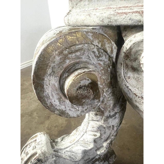 Monumental Painted Rococo Style Coffee Table W/ Marble Top For Sale - Image 9 of 12