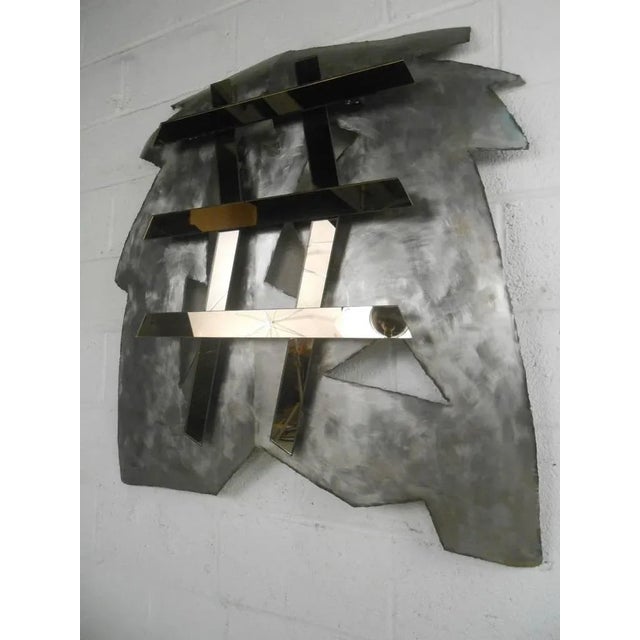 Mid-Century Modern Mirrored Modernist Metal Wall Sculpture by Deidre Selig For Sale - Image 3 of 8