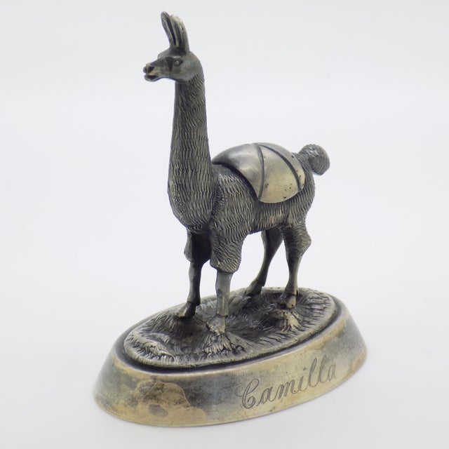 Camusso Vintage Peruvian Handmade Genuine Sterling Silver Camusso Brand Llama Figurine For Sale - Image 4 of 10