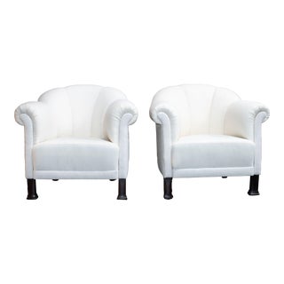 Pair of Vintage Swedish Art Deco Lounge Club Chairs - Com Ready For Sale