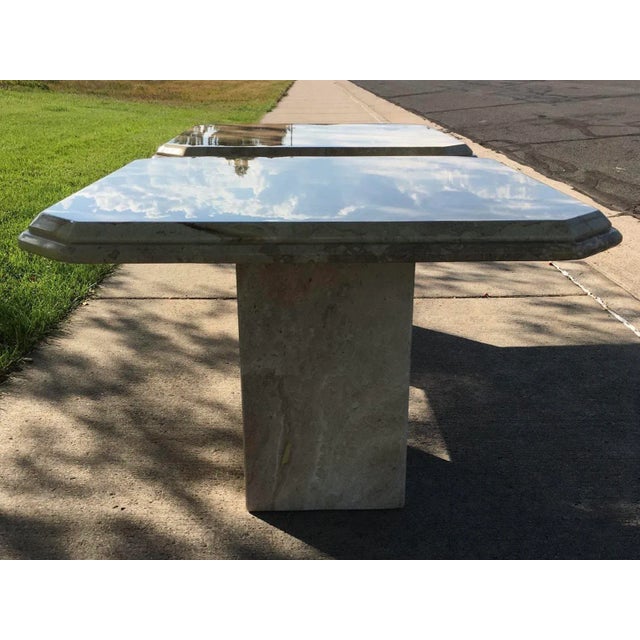 Pair of Pedestal End Tables in Travertine Italy For Sale - Image 10 of 13