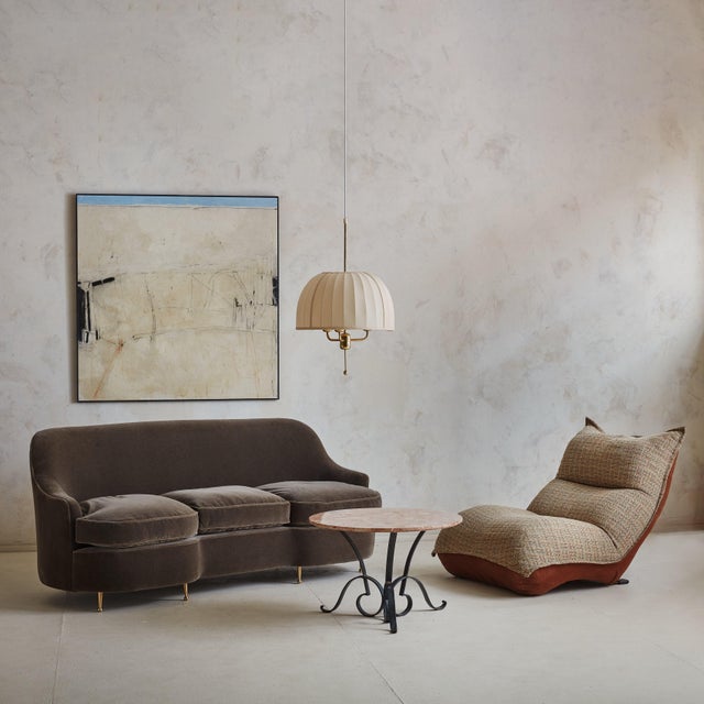 Curved 3-Seat Sofa in Chestnut Mohair, Italy 1950s For Sale - Image 4 of 11