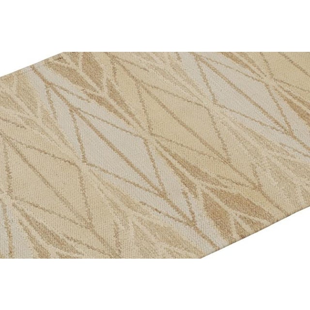 Rug & Kilim 2010s Rug & Kilim’s Scandinavian Style Kilim in Beige-Brown & White Geometric Pattern For Sale - Image 4 of 7