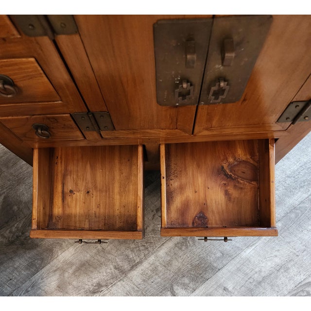 Vintage Chinese Elm Apothecary Nightstands / Bedside Cabinets - A Pair For Sale - Image 15 of 18