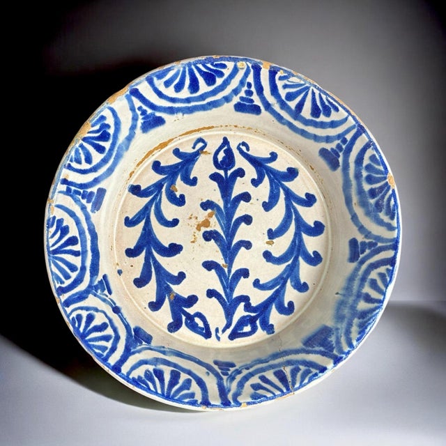 Blue Antique Spanish Blue and White Fajalauza Lebrillo Bowl, 1800s For Sale - Image 8 of 8