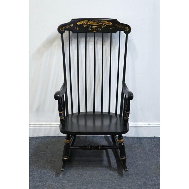 American Ethan Allen Hand Decorated Black Hitchcock Style Boston Rocker 14-9703 - 609 Finish For Sale - Image 3 of 10